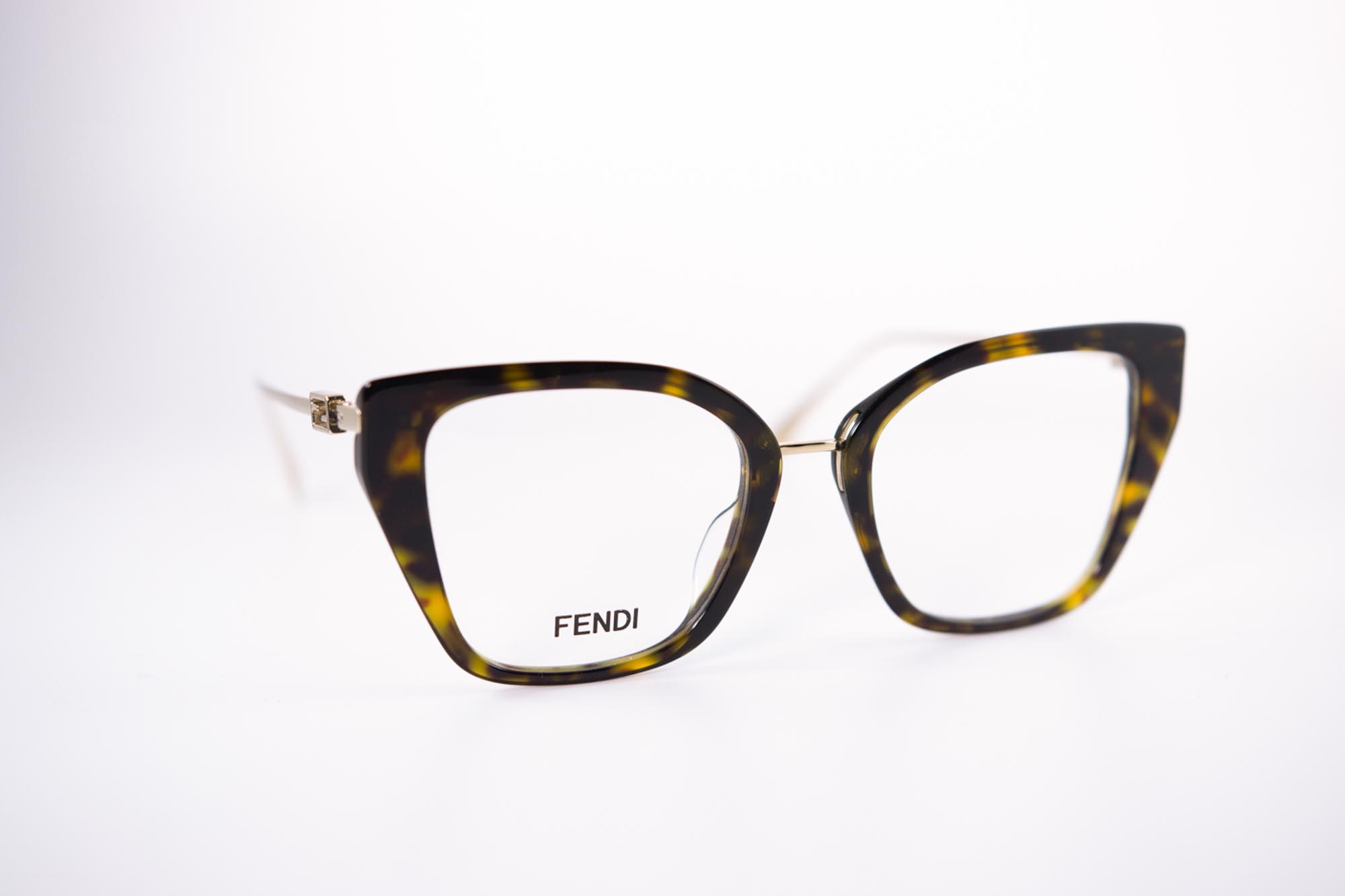 Damenbrillen Fendi Braun Havanna Gold Metalbrille Kunststoffbrille Modische Brille Cateye